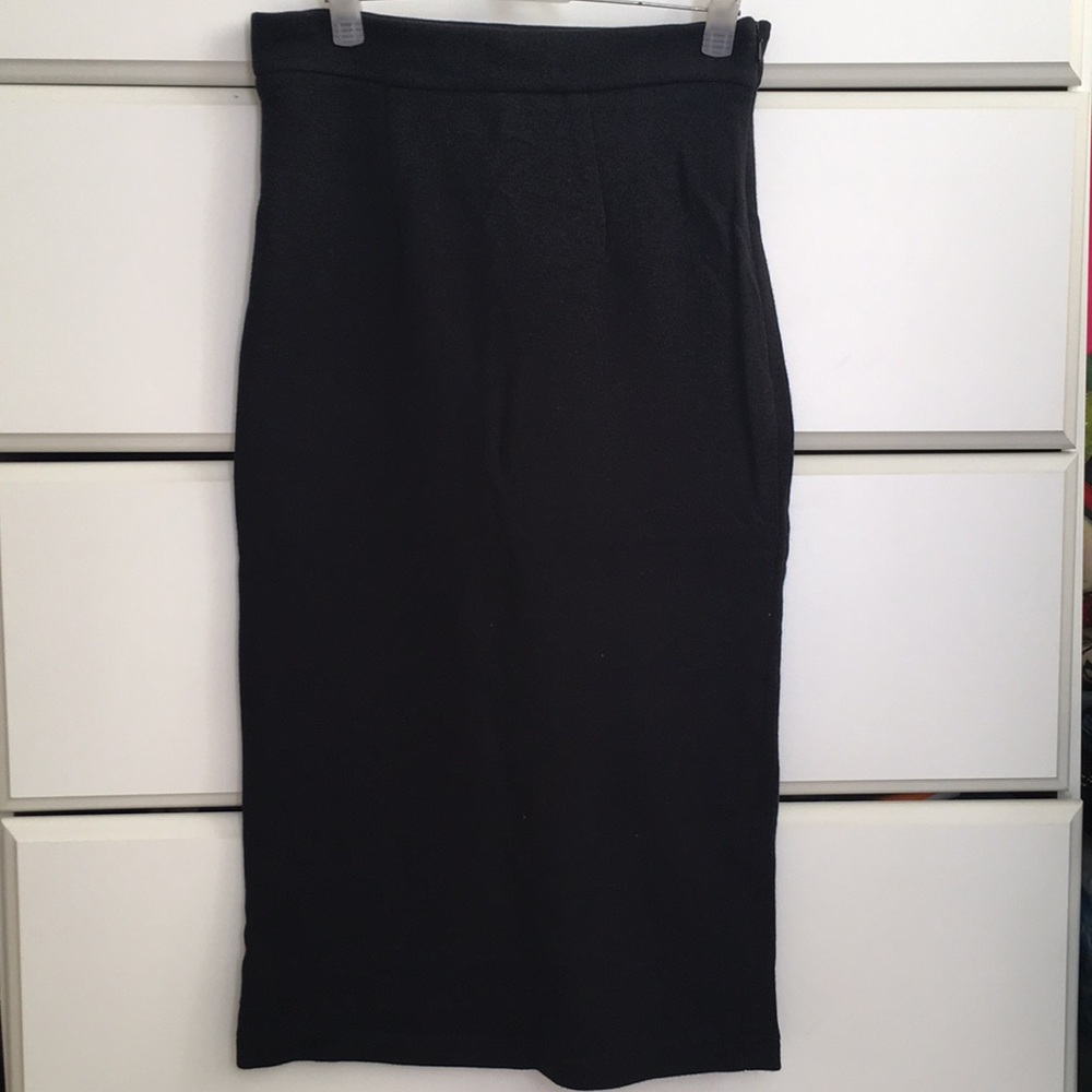 TOPSHOP Black Midi Skirt
